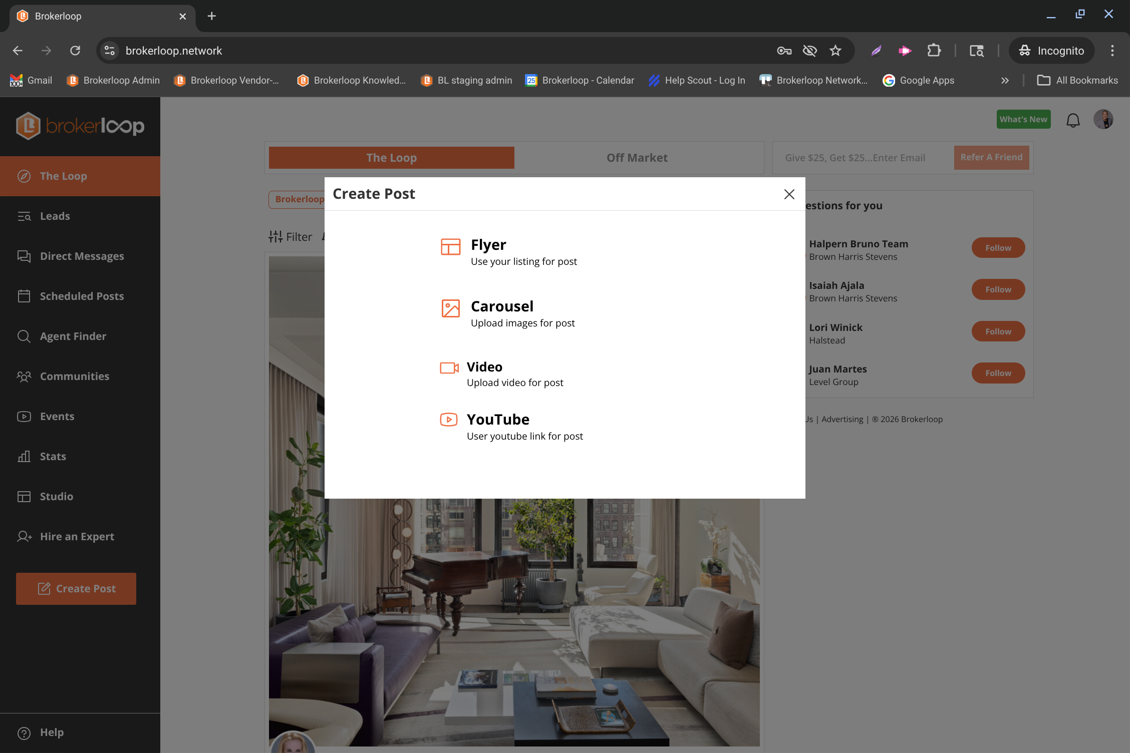 Post. Share your knowledge and expertise with listings, videos and carousels.