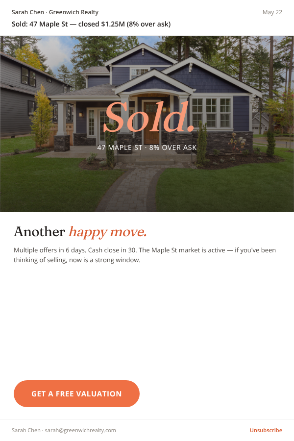 Just Sold email blast template