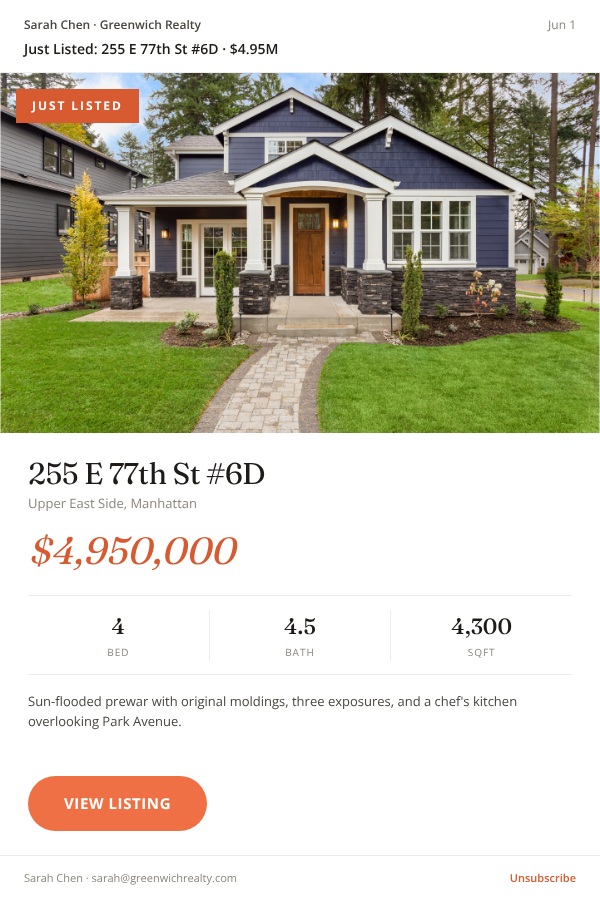 New Listing email blast template