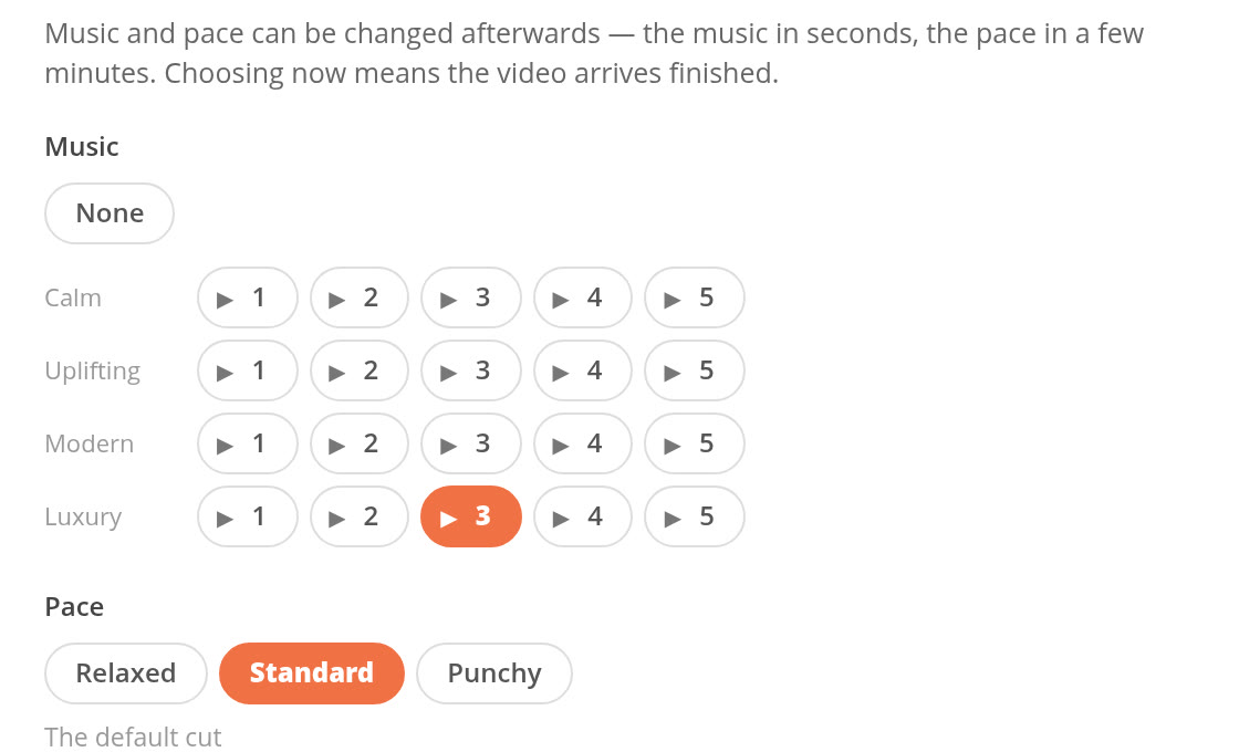 Choosing music and pace for a listing video in Brokerloop