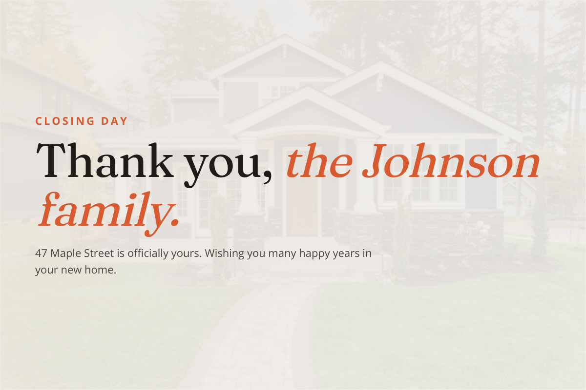 Closing Day postcard template